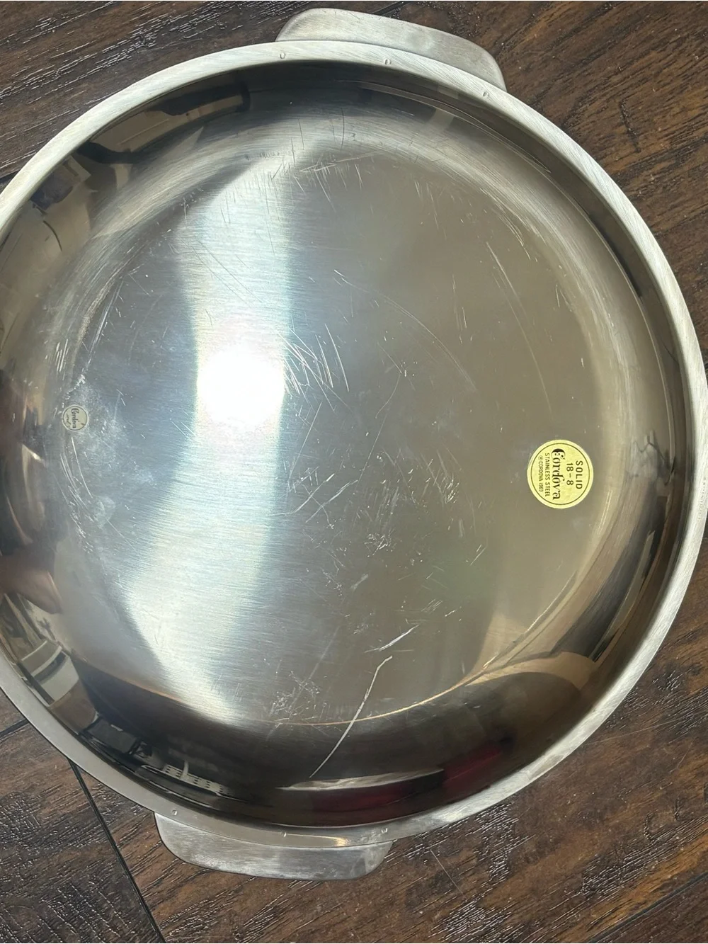 Vintage Mid Century Cordova Silver Stainless Steel Round Serving Tray Platter